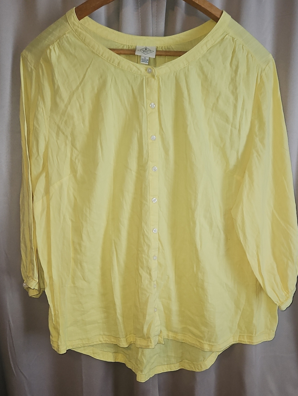 St. John's Bay Cottagecore Pale Yellow Button-Front Blouse 2X